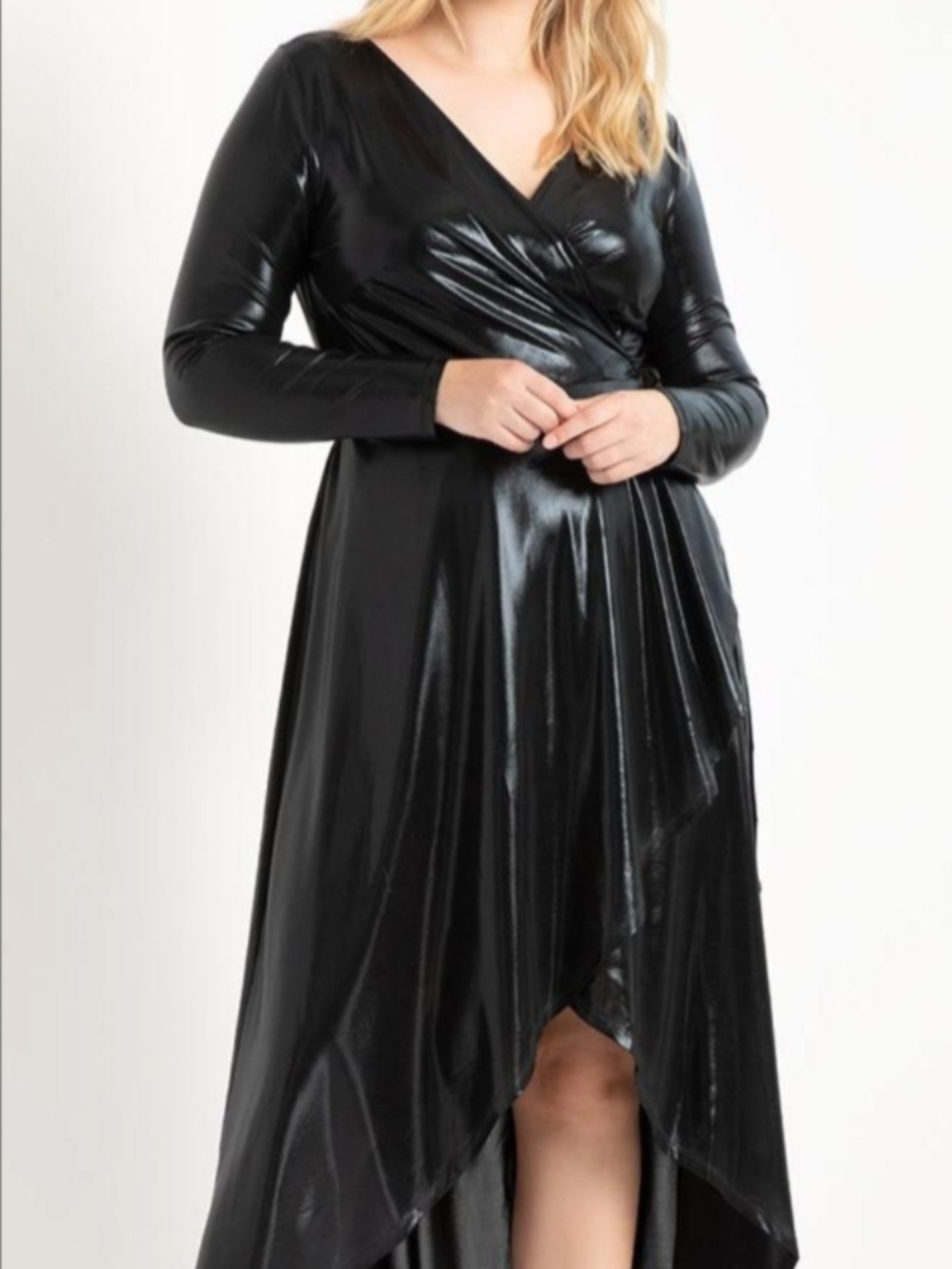 ISO 2020 Eloquii Liquid Shine Wrap Dress